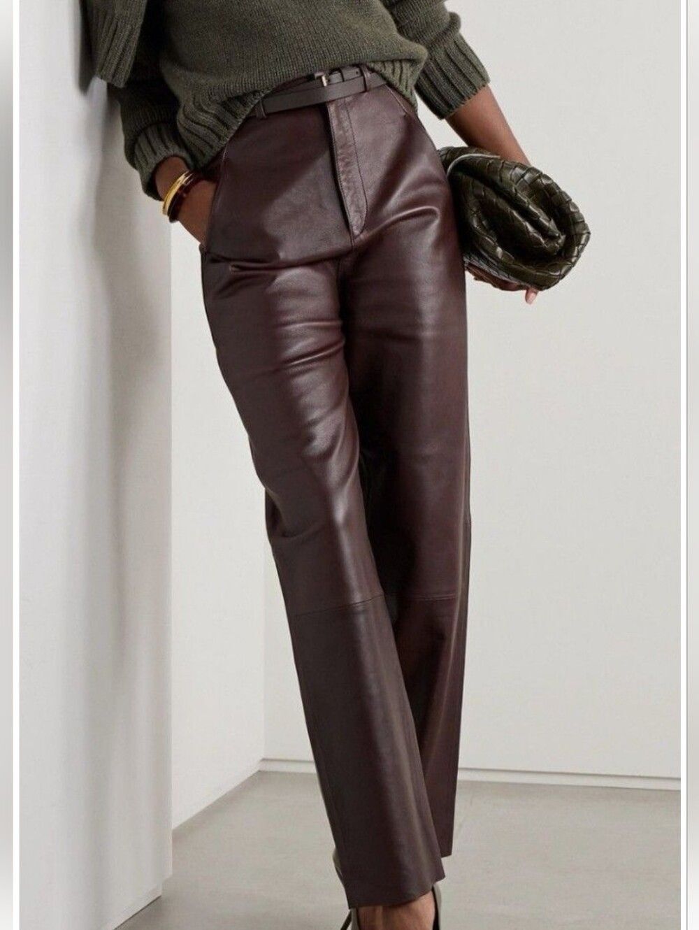 Jessica London Wine Red Leather Straight-Leg Jeans